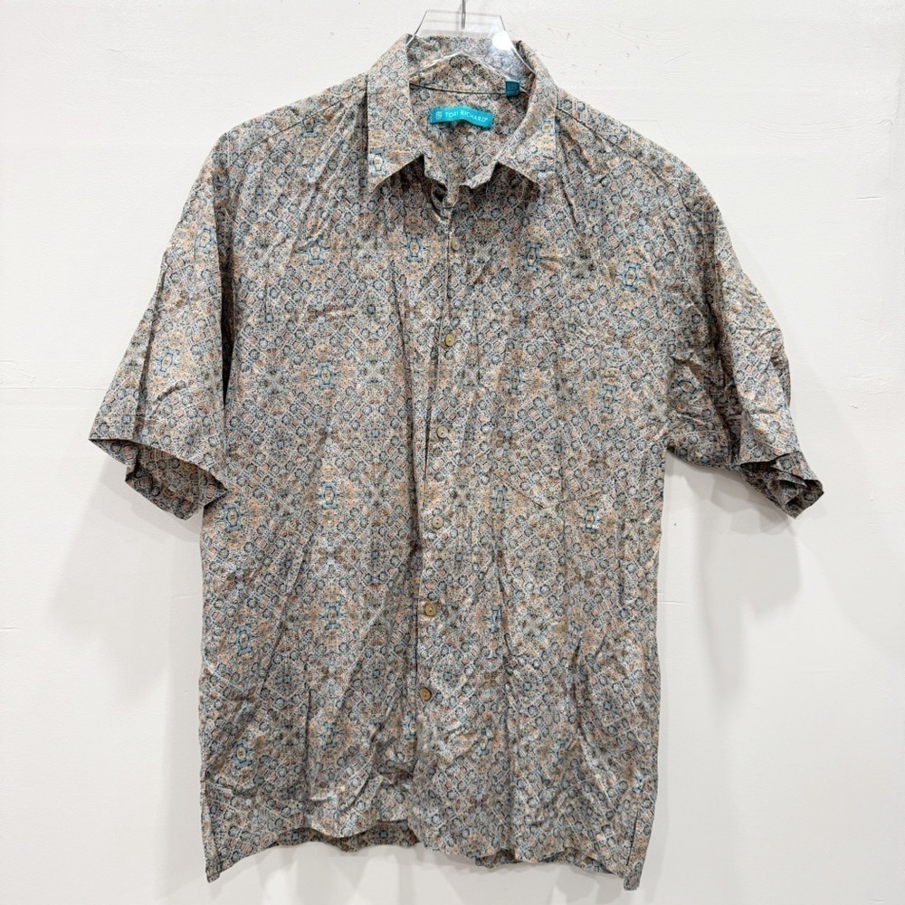 Tori Richard Short Sleeve Button Down Cotton Lawn Shirt Printed Medium